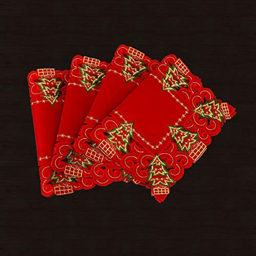 Embroidered Christmas Holly Tree Table Runner, Dresser Scarf, 16 x 72 Inch Z4281