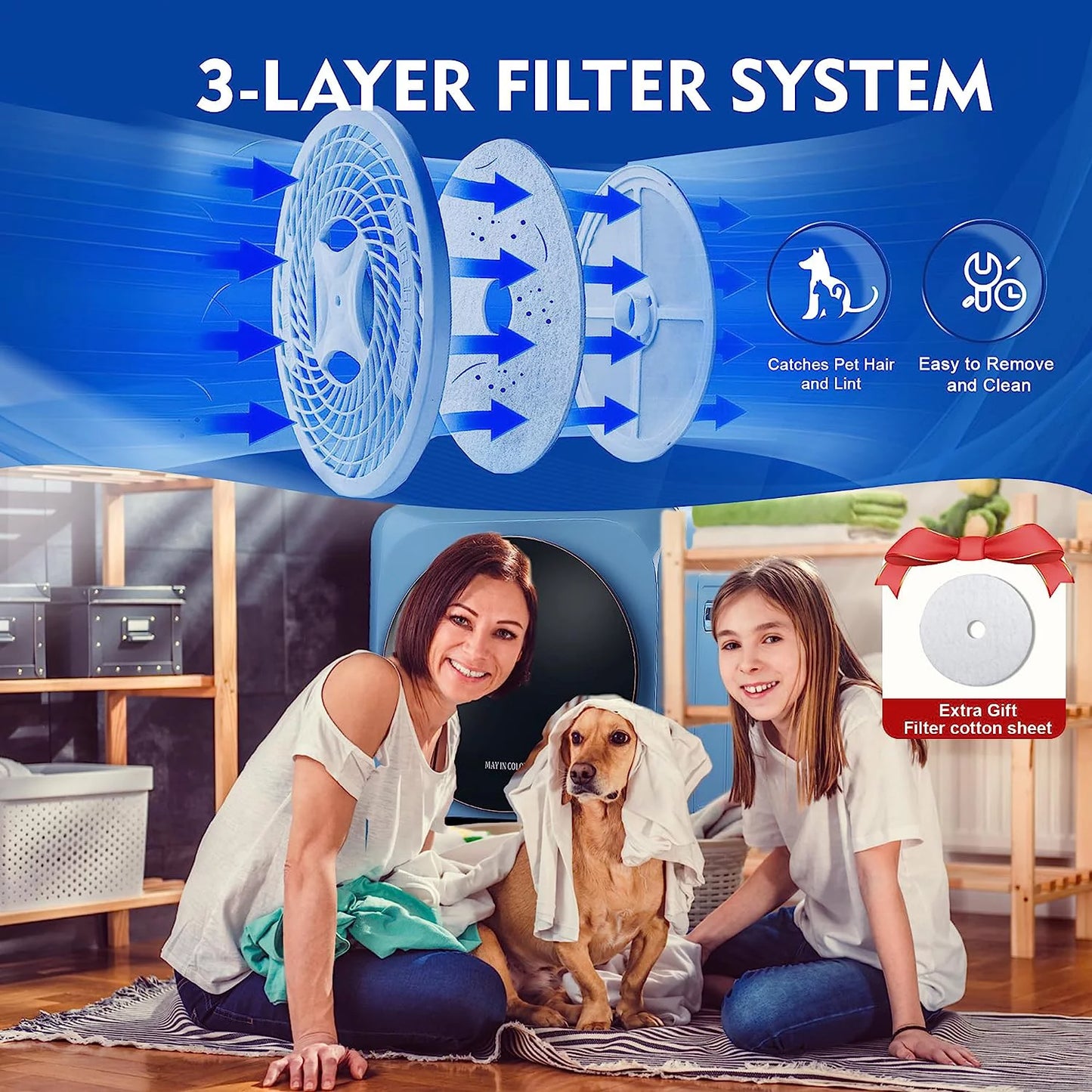 Portable Electric Clothes Dryer 8.8 Lbs with Moisture Sensor V717