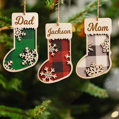 Personalized Christmas Wooden Ornaments with Family Names J389