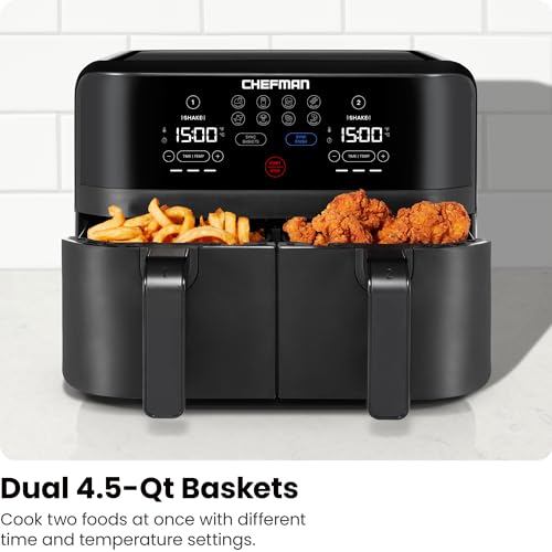 6 Quart Dual Basket Air Fryer with Digital Touchscreen D53063