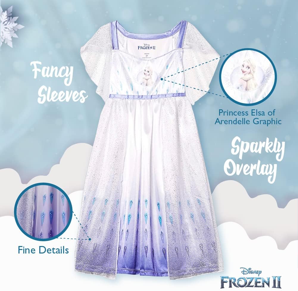 Girls' Frozen 2 Fantasy Gown Nightgown, 8 O2153