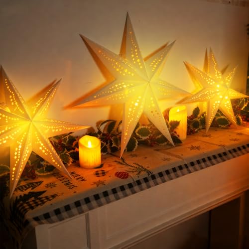 Christmas Paper Snowflake Lanterns with LED Lights for Holiday Party Decor Q23741