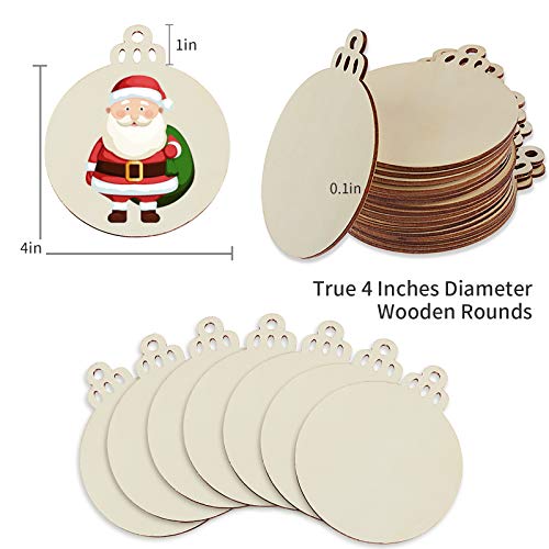 50PCS 4-Inch Unfinished Wooden Christmas Ornaments for DIY Crafts M377079