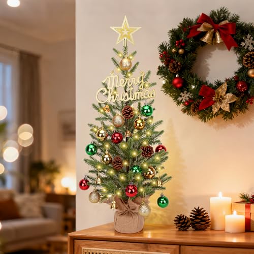 24-inch Tabletop Christmas Tree with 30 LED Lights and 26 Ornaments Z769665
