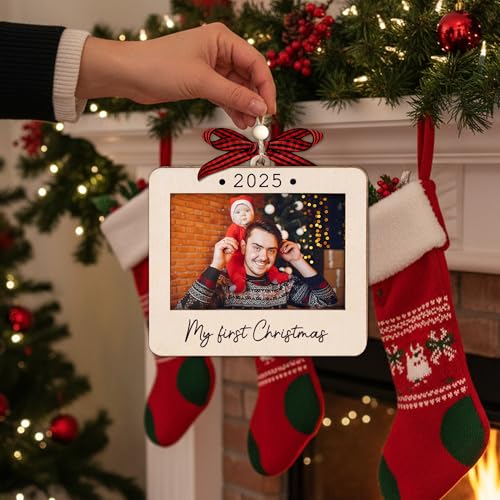Christmas Ornament Picture Frame - Wooden Landscape Photo Frame for Tree U75225