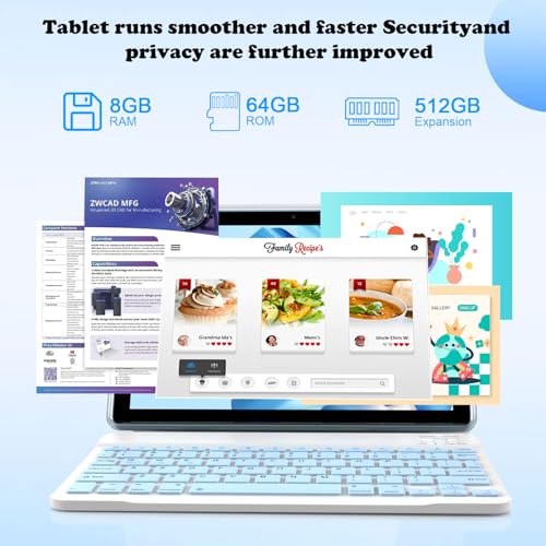 10 Inch Android Tablet with Keyboard Case Mouse Stylus S54567