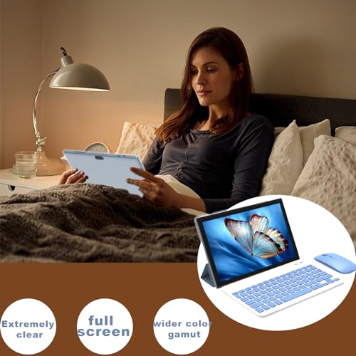 Tablet 10.1 inch Android 14 with Keyboard Case, Mouse, Stylus, 8GB+64GB, HD Touch Screen, Dual Camera, Wi-Fi, Blue W566112