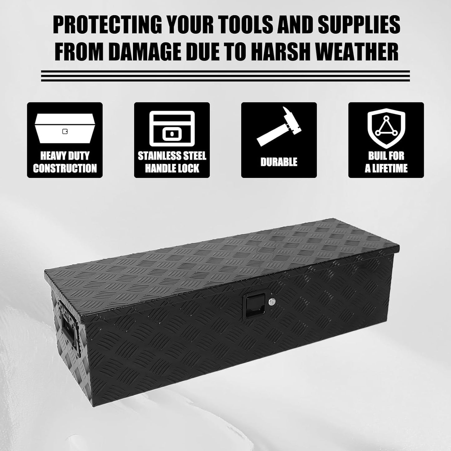 Heavy Duty Aluminum Pickup Truck Bed Toolbox with Lock and Keys I69514
