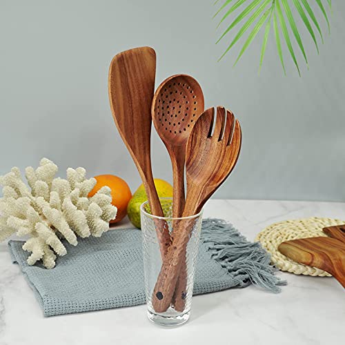 Christmas Wooden Spoons for Cooking, 10 Pcs Natural Teak Kitchen Utensils Set S557967