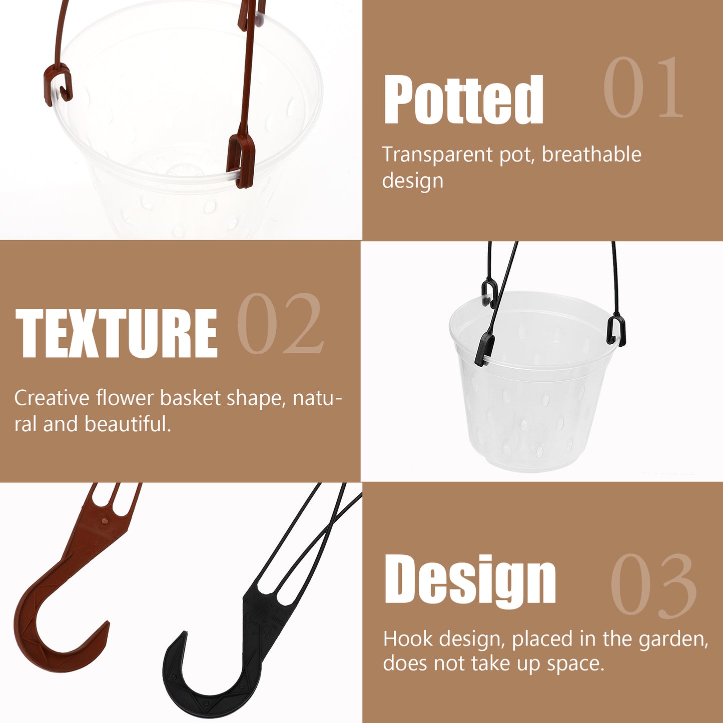 5 Sets Hanging Flower Pot Planter Phalaenopsis PP Material P212