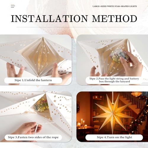 Christmas Paper Snowflake Lanterns with LED Lights for Holiday Party Decor Q23741