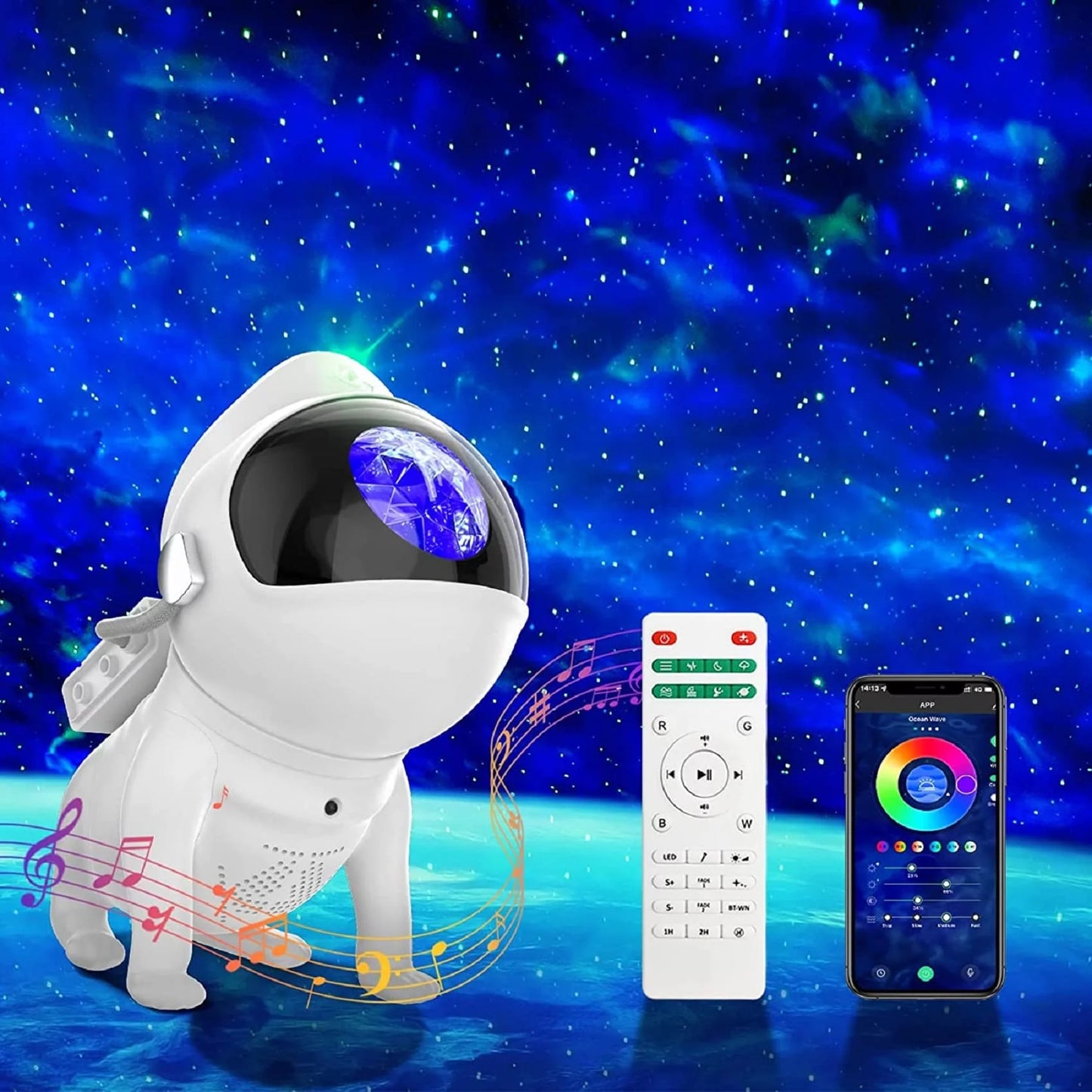 Star Projector Galaxy Night Light,Campmoy Space Dog Projector with Bluetooth Music Speaker,21 Color Modes,8 White Noise,Remote & App Control,Galaxy Projector for Adult Kids Thanksgiving Christmas Gift