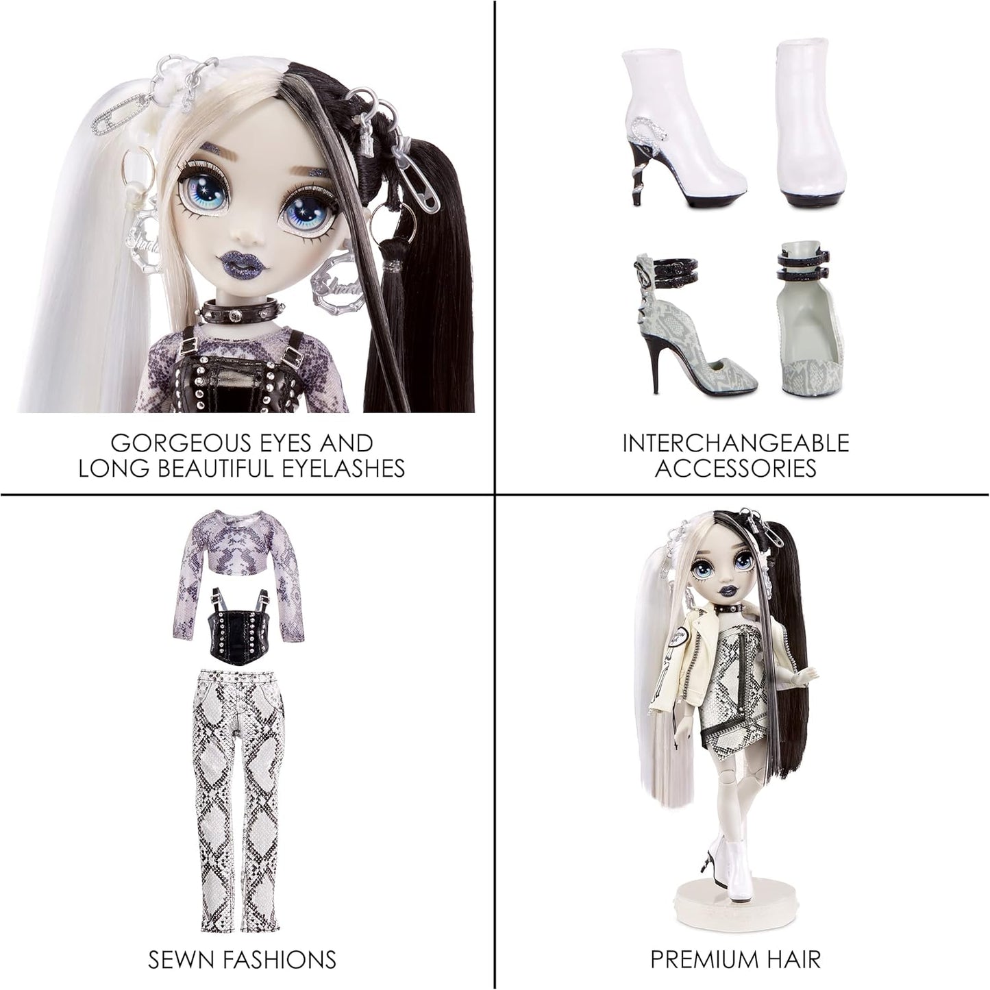 Grayscale Fashion Doll with 2 Grey Outfits and Accessories I51862