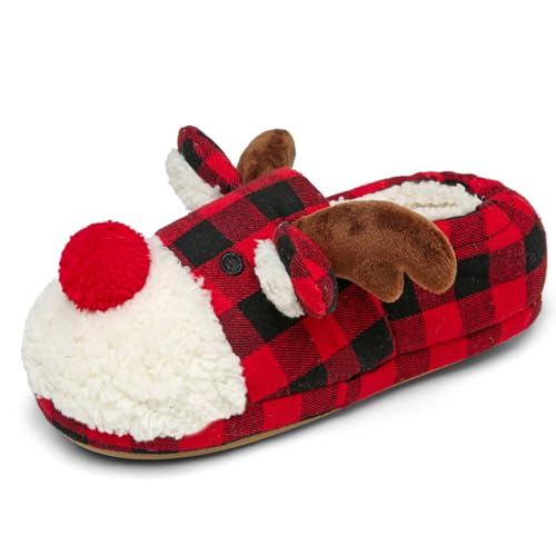 Women's Fuzzy Reindeer House Slippers Indoor Shoes S5360