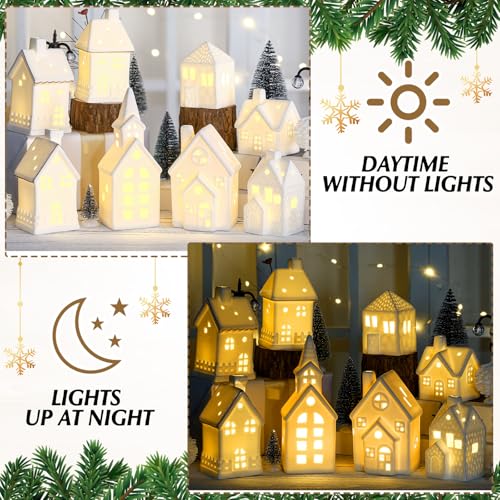Ceramic LED Christmas Village Set with 8 Houses and 18 Trees C583