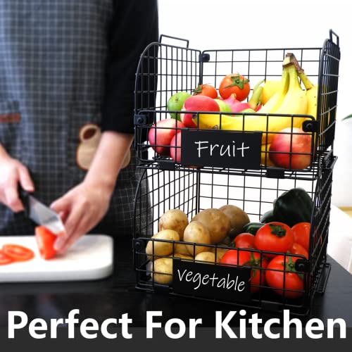 Wire Stackable Baskets for Kitchen Pantry Organizing and Storage U366