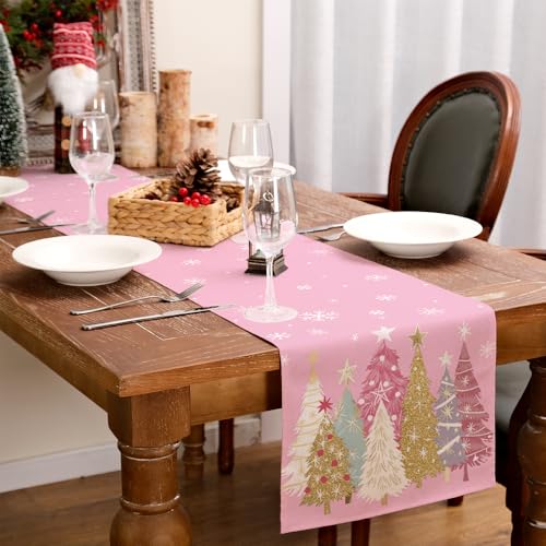 Christmas Table Runner 13x72 Inch, Red Winter Holiday Decor S612