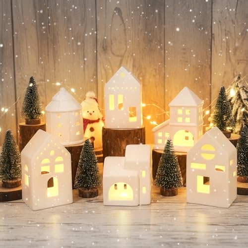 Christmas Village Set of 18 with LED Houses and Trees Z5773