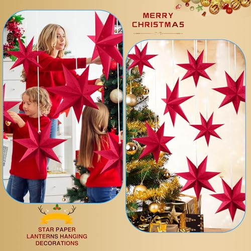7 Pack 3D Hanging Paper Star Lanterns for Christmas Party Home Decor T9849