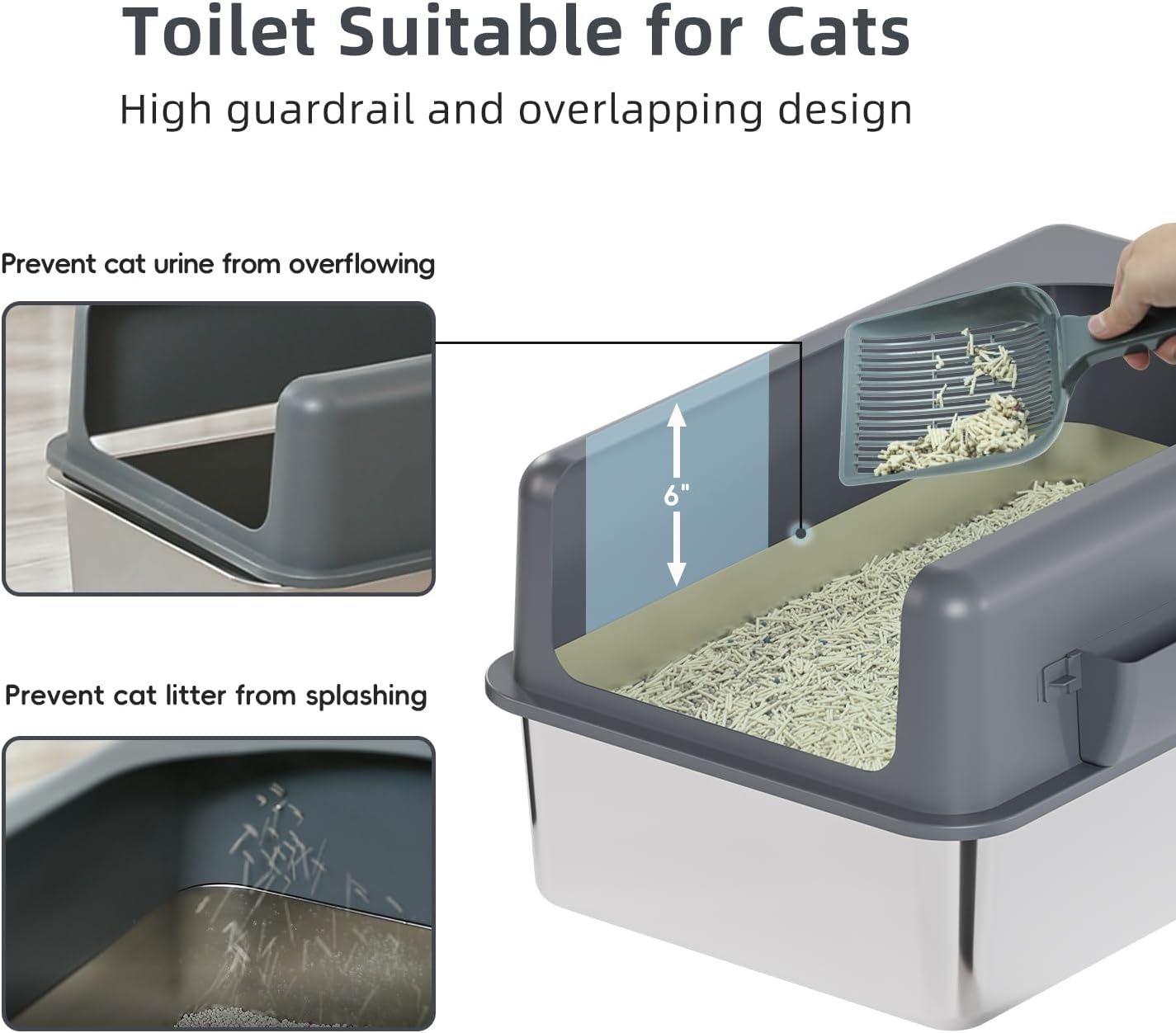 Stainless Steel Cat Litter Box with Lid, Extra Large, Easy to Clean M74654
