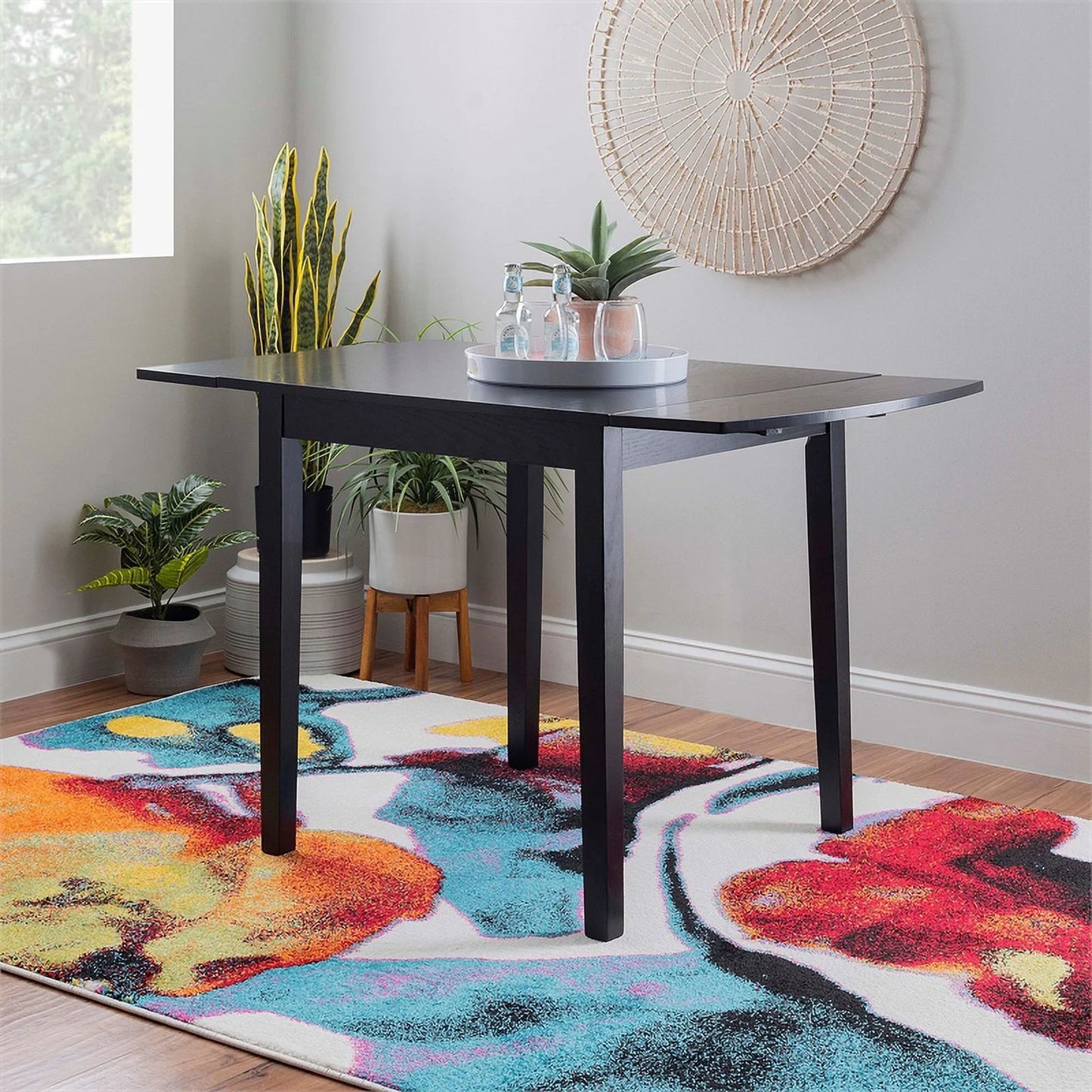 Square Wood Drop Leaf Table in Black O4185