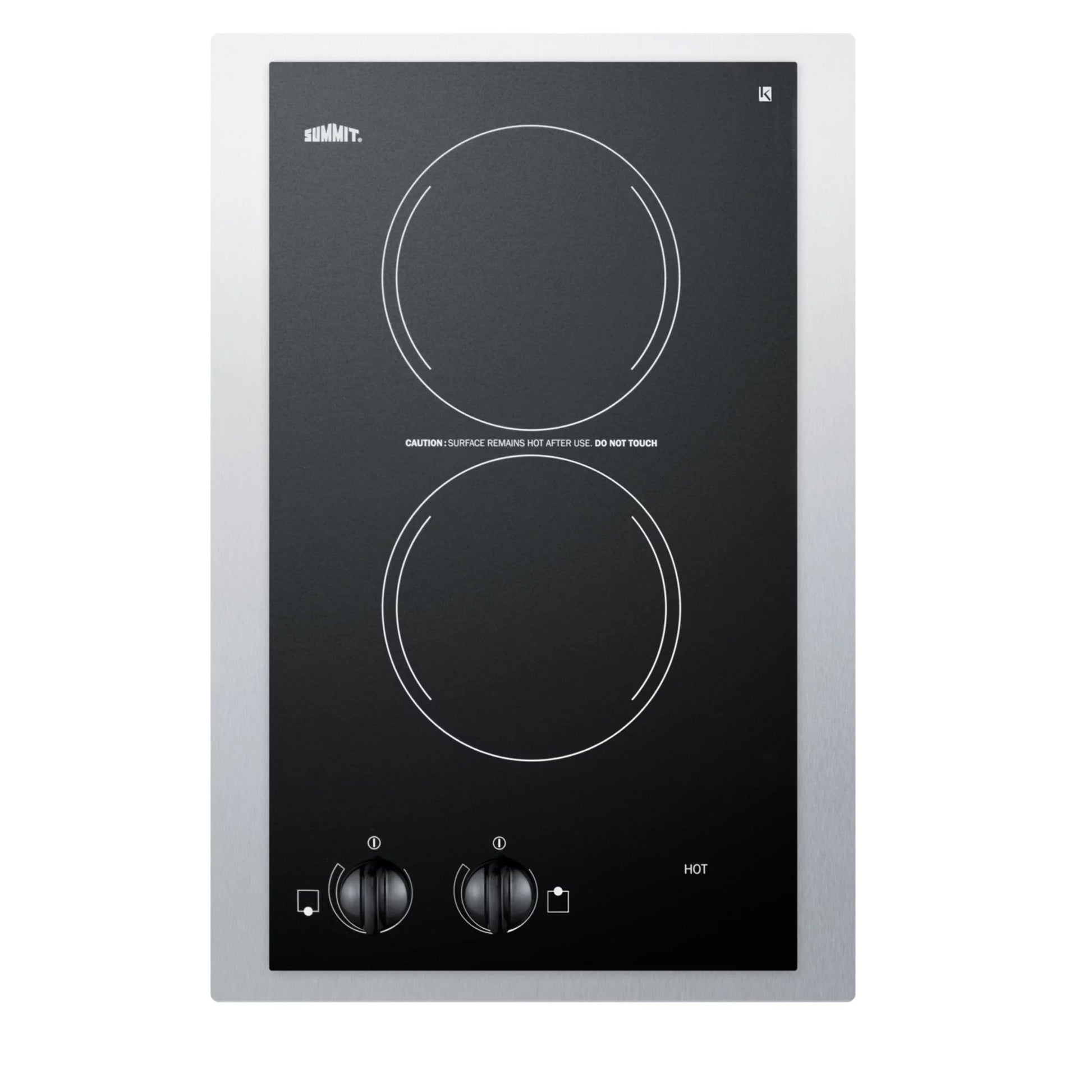 15" Wide 230V 2-Burner Radiant Cooktop