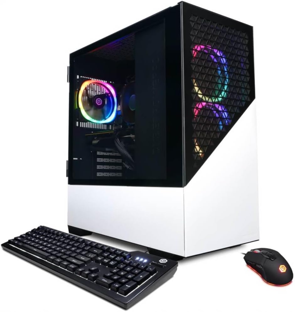 CyberpowerPC Gamer Master Gaming Desktop Computer, AMD Ryzen 7 7700 3.8GHz, 32GB RAM, 2TB SSD, NVIDIA GeForce RTX 4060 Ti 16GB, Windows 11 Home, White
