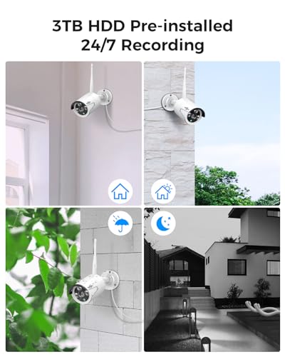Wireless Security Camera System, 4K NVR, 4Pcs 3MP Night Vision WiFi Cameras D47166