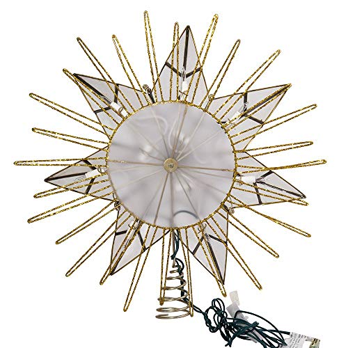 12" 7-Point Capiz Lighted Christmas Tree Star Topper with Wire Rays Accent U6010