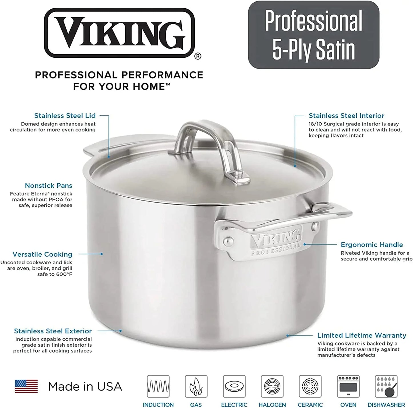 5-Ply Stainless Steel Cookware Set 10 Piece S79987