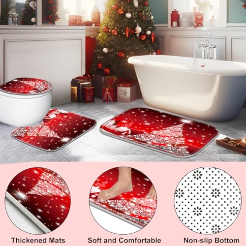 Christmas Bathroom Set with Shower Curtain, Rugs, and Hooks A88035