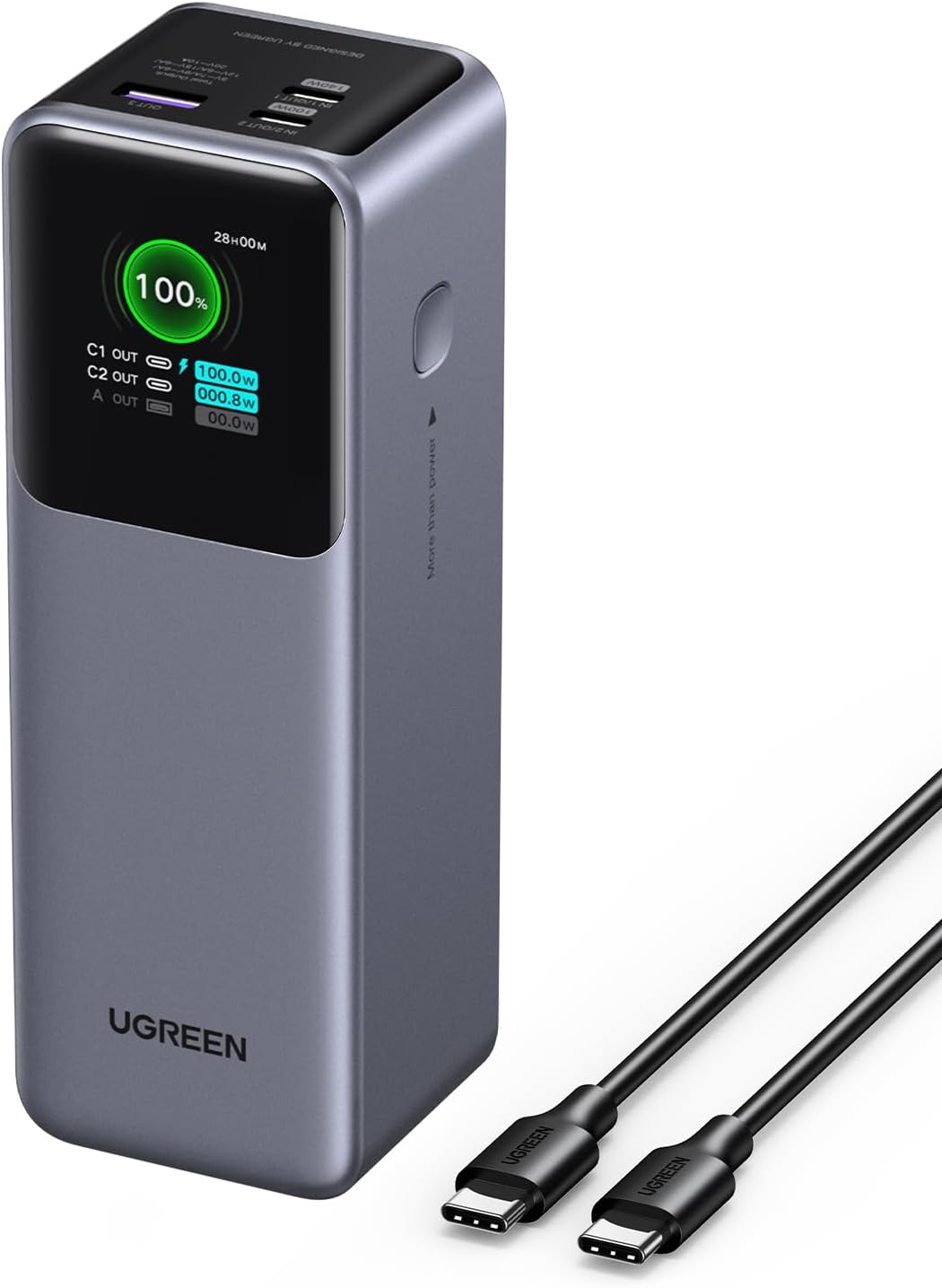 UGREEN Nexode Power Bank 25000mAh 200W Laptop Portable Charger PD 3.1 Fast Charging 90Wh 3-Port Battery Pack with TFT Smart Display for MacBook Pro/Air/ipad/iPhone 15/Samsung S24/Dell/HP and More