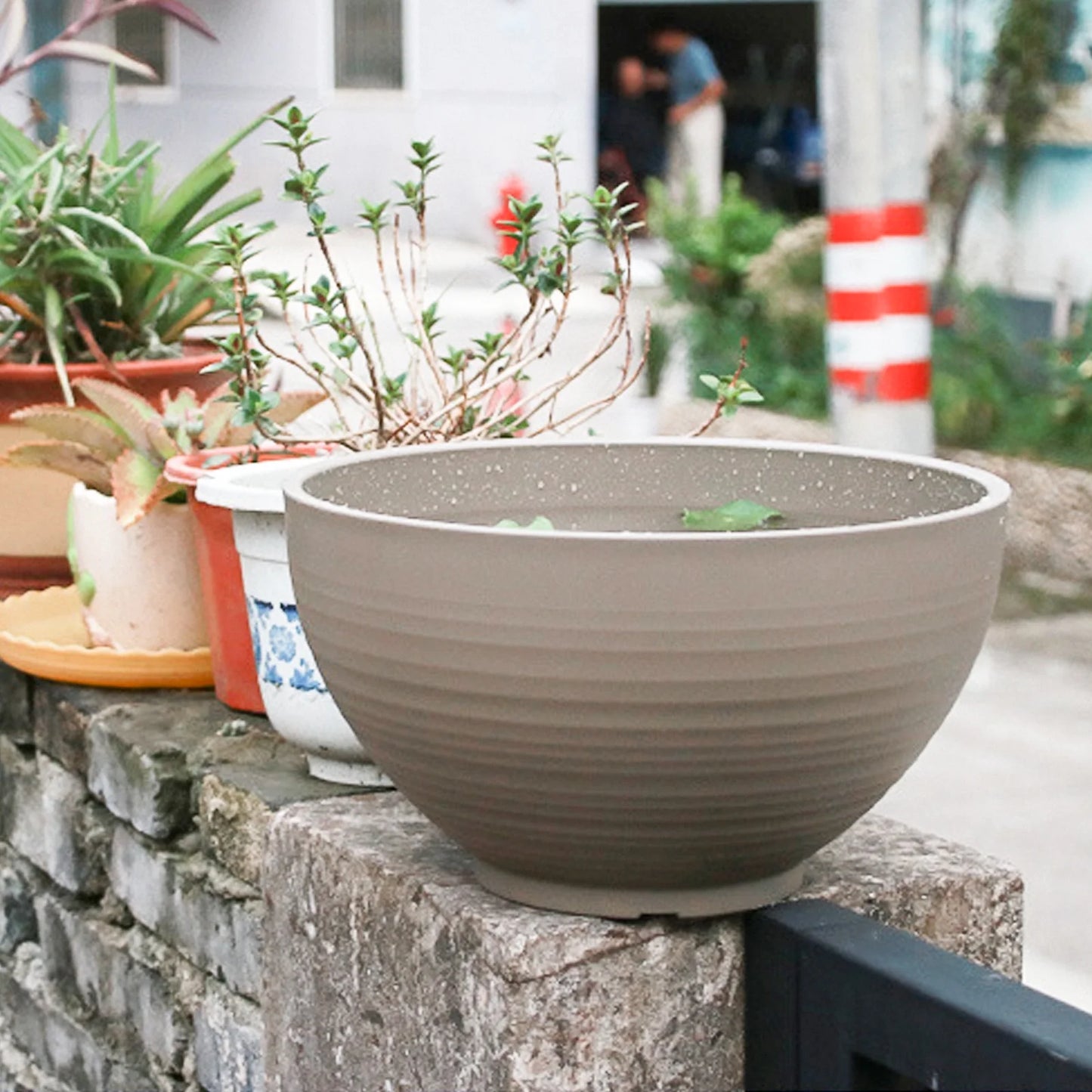 Terrarium Faux Stone Flower Pot 30x16.9cm Khaki U514392