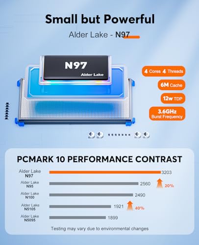 Mini PC, 12th Alder Lake N97 CPU, 8GB RAM 256GB SSD, Gigabit Ethernet, 4K UHD, WiFi5, VESA E573008