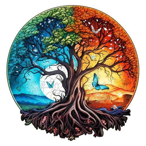 KAAYEE Wooden Jigsaw Puzzles-Wooden Puzzle for Adult Unique Shape Advanced Tree Wooden Jigsaw Puzzle for Adult,Family Puzzles 11.1 * 11.4in 190pcs