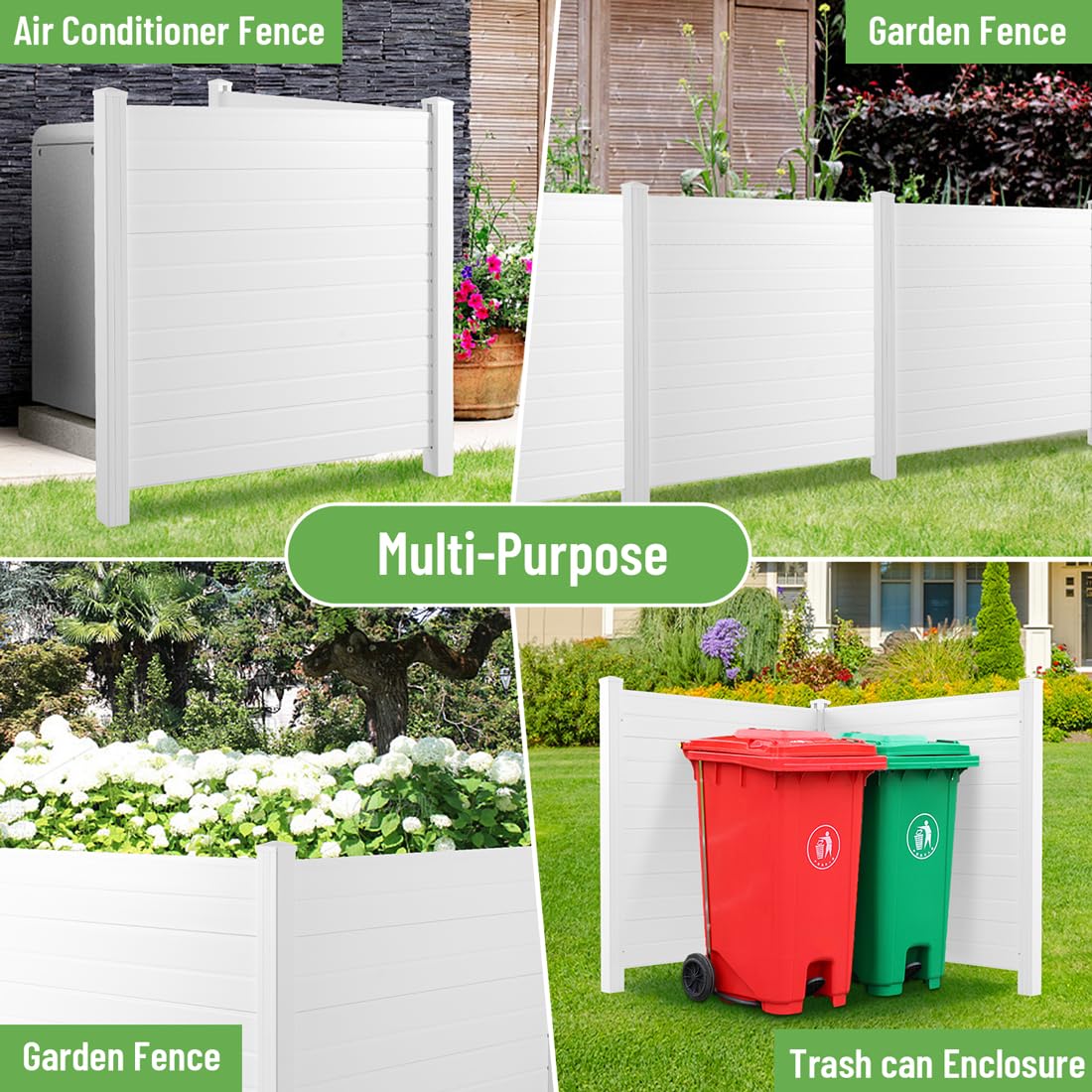 Fence Screen Kit, Vinyl Outdoor Privacy Panels with Metal Stake, White, 2 Panels Z87631