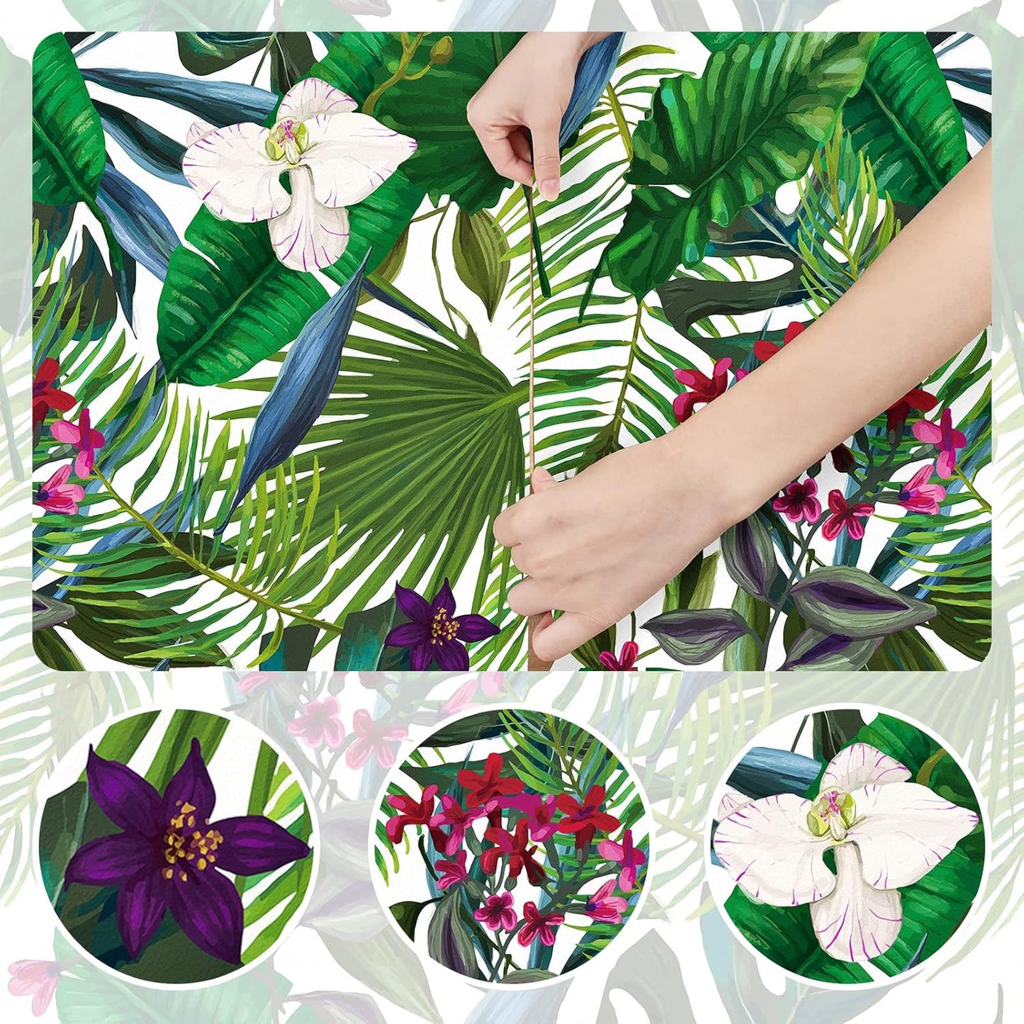 Tropical Peel and Stick Wallpaper Green Floral Contact Paper, 24"x118" P47547