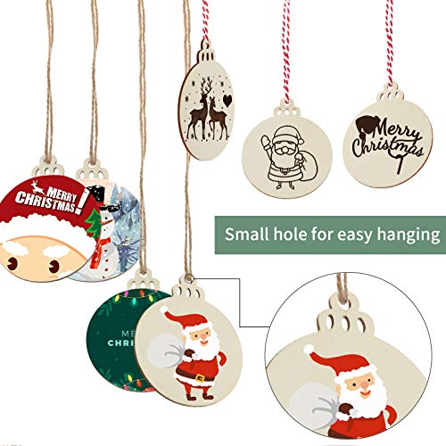 50PCS 4-Inch Unfinished Wooden Christmas Ornaments for DIY Crafts M377079