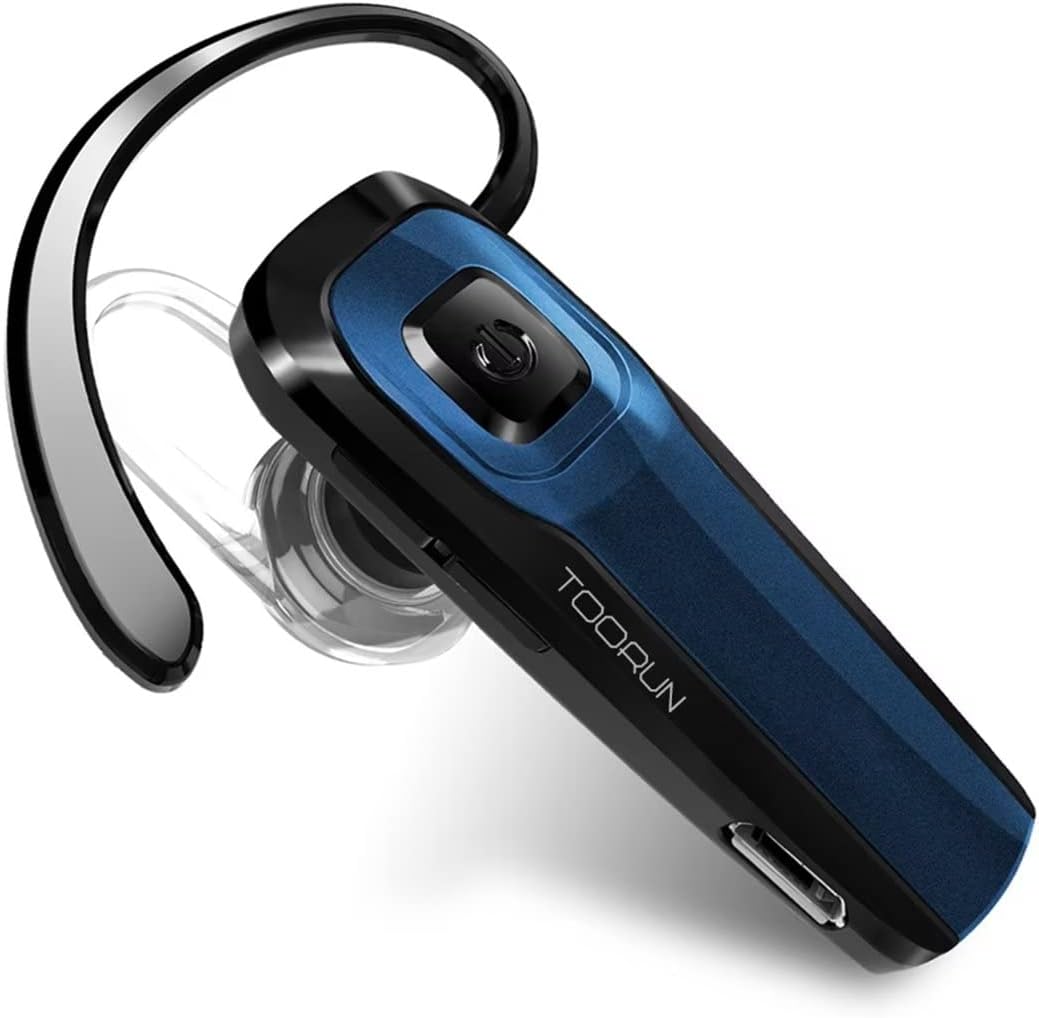 Bluetooth Earpiece, M26 Bluetooth Headset Handsfree V5.0 Wireless Earpiece Headphone with Noise Reduction and Microphone Compatible for Android iPhone Cell Phone Laptop - Blue