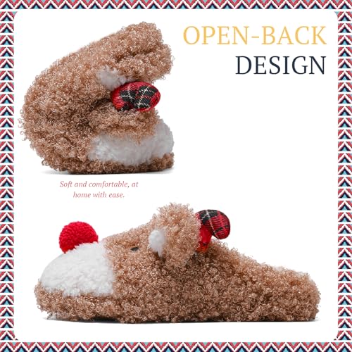 Women's Fuzzy Reindeer House Slippers Indoor Shoes S5360