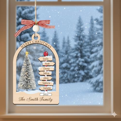 Personalized Christmas Wooden Ornaments with Family Names J389