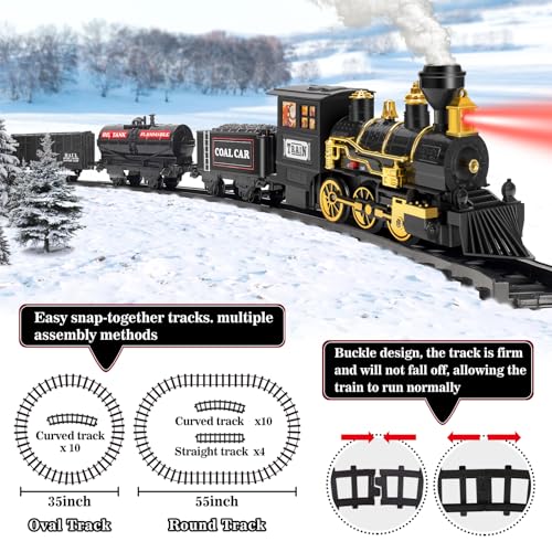 Christmas Train Set with Steam, Lights and Sounds for Kids R63523