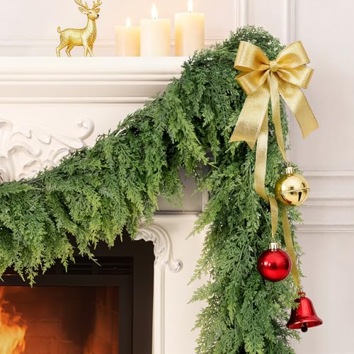 Real Touch Cedar Garland 9 ft for Mantle, Stairs, Fireplace Y971