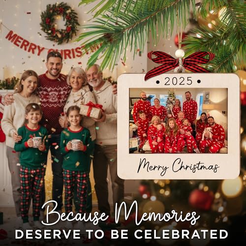Christmas Ornament Picture Frame - Wooden Landscape Photo Frame for Tree U75225