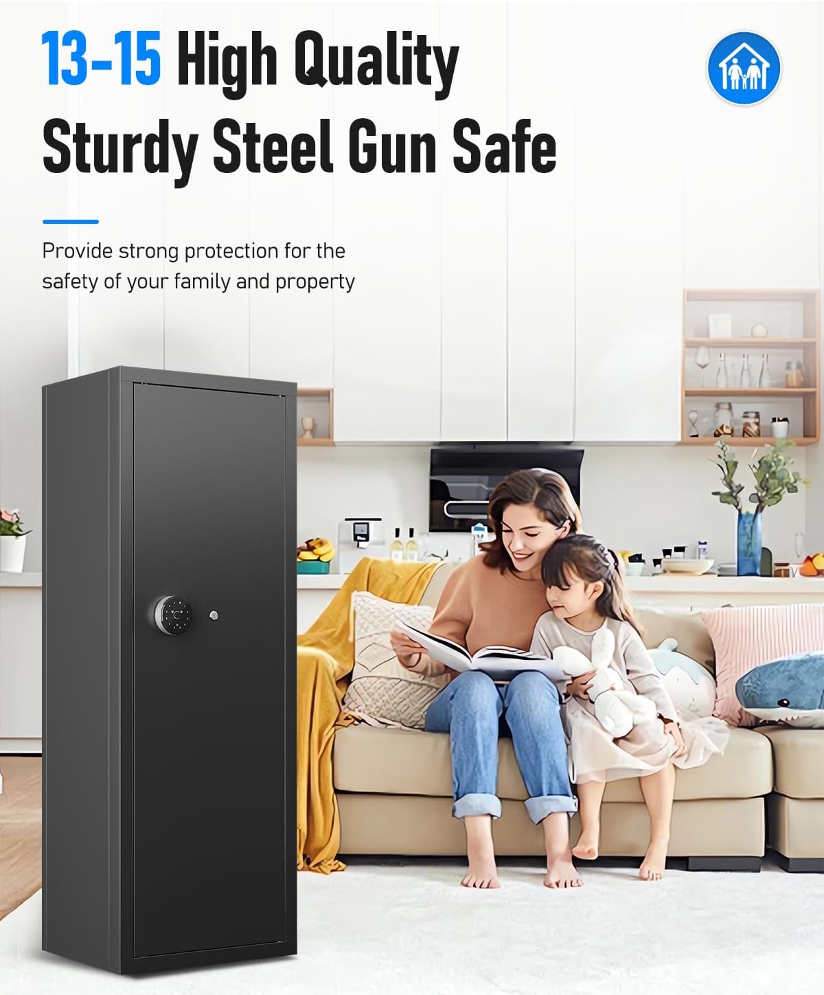 Biometric Rifle Gun Safe with Removable Racks and Pistol Pockets K467594