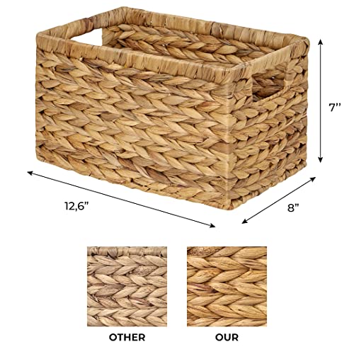 Natural Water Hyacinth Woven Storage Baskets with Handles, Set of 6 C618