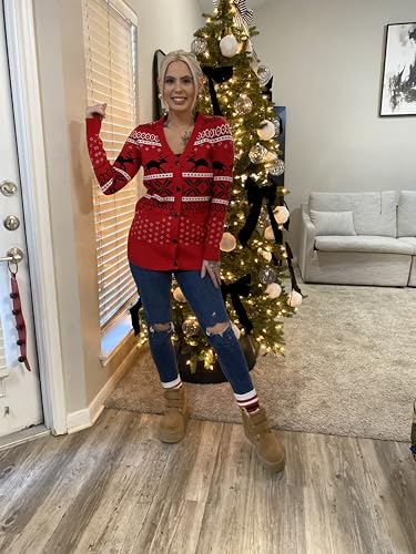 Funny Christmas Cardigan for Women Open Front Knit Coat U698