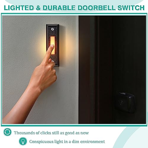 Wired Doorbell Chime Kit with 2 Lighted Push Buttons for Front and Rear Door T498
