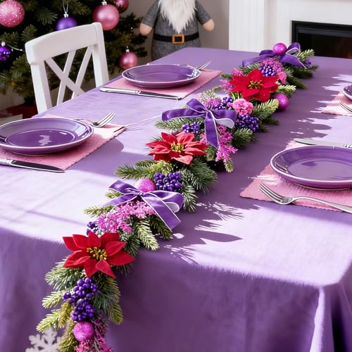 6.6 ft Christmas Garland with Faux Cedar and Glitter Berry H2007