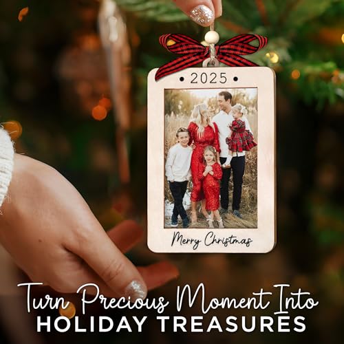 Christmas Ornament Picture Frame - Wooden Landscape Photo Frame for Tree U75225